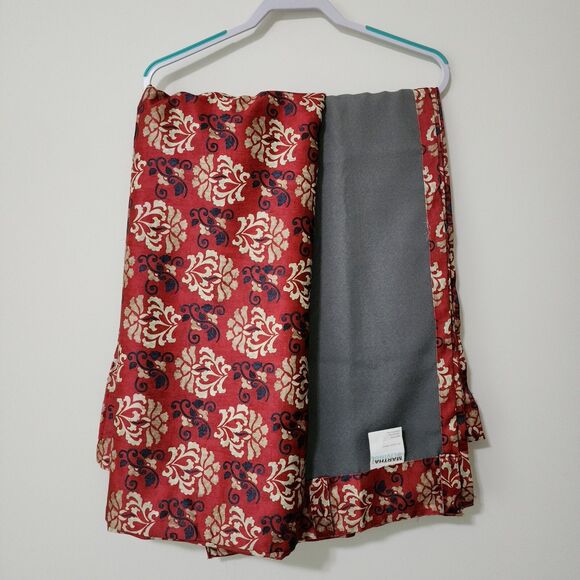 Martha Stewart Living Set of 2 Curtain Panels Red Navy Beige Damask Pattern - Picture 1 of 4